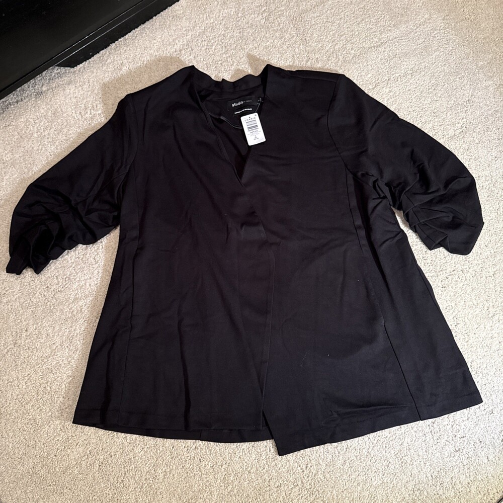Torrid Studio Blazer Ponte Stretch Black Open Front Womens Plus Size 3X Black